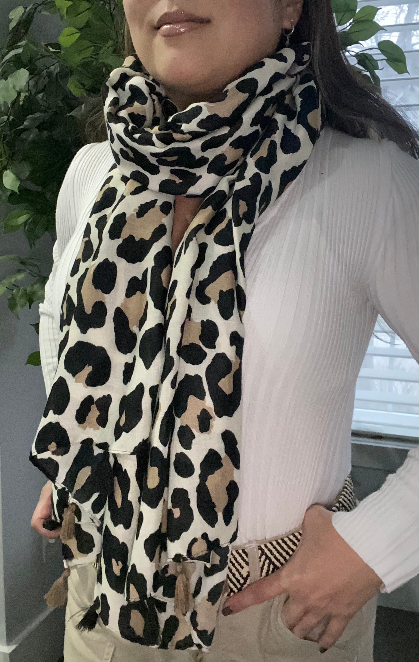 Soft and trendy animal print scarf, shawl or hijab