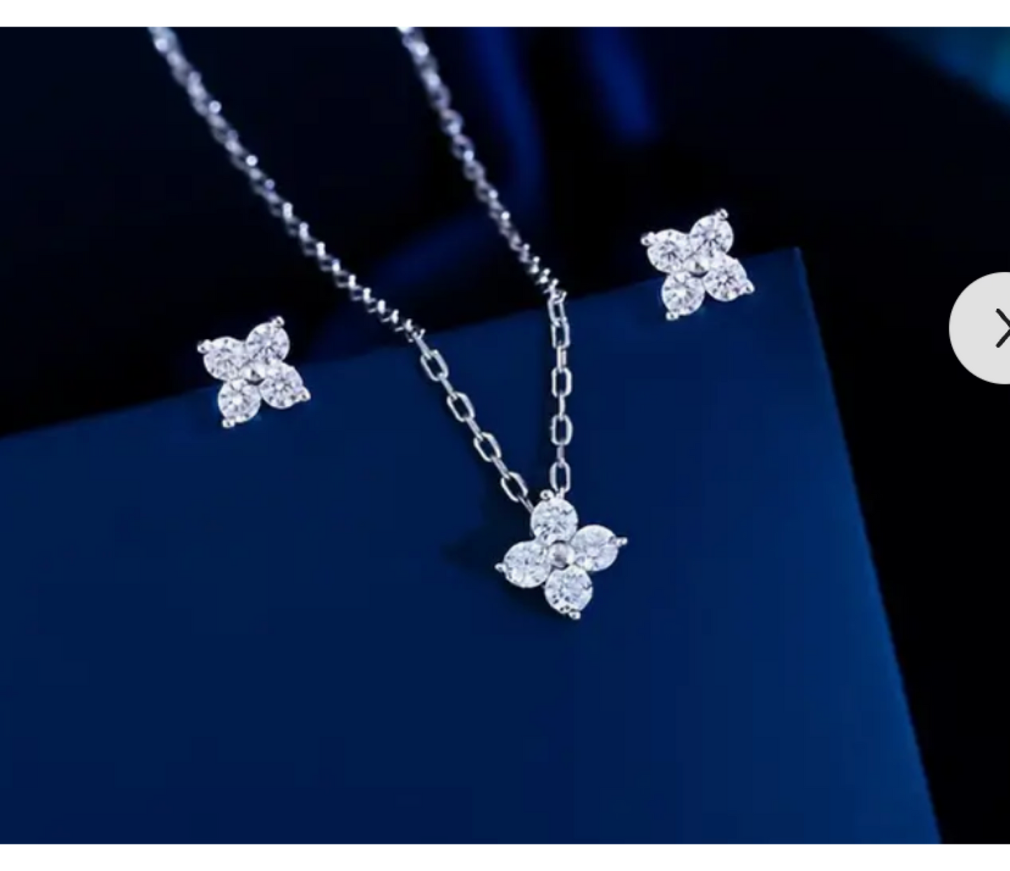 Beautiful And Dainty Cubic Zirconia Clover Pendant Set of Necklace And Earrings