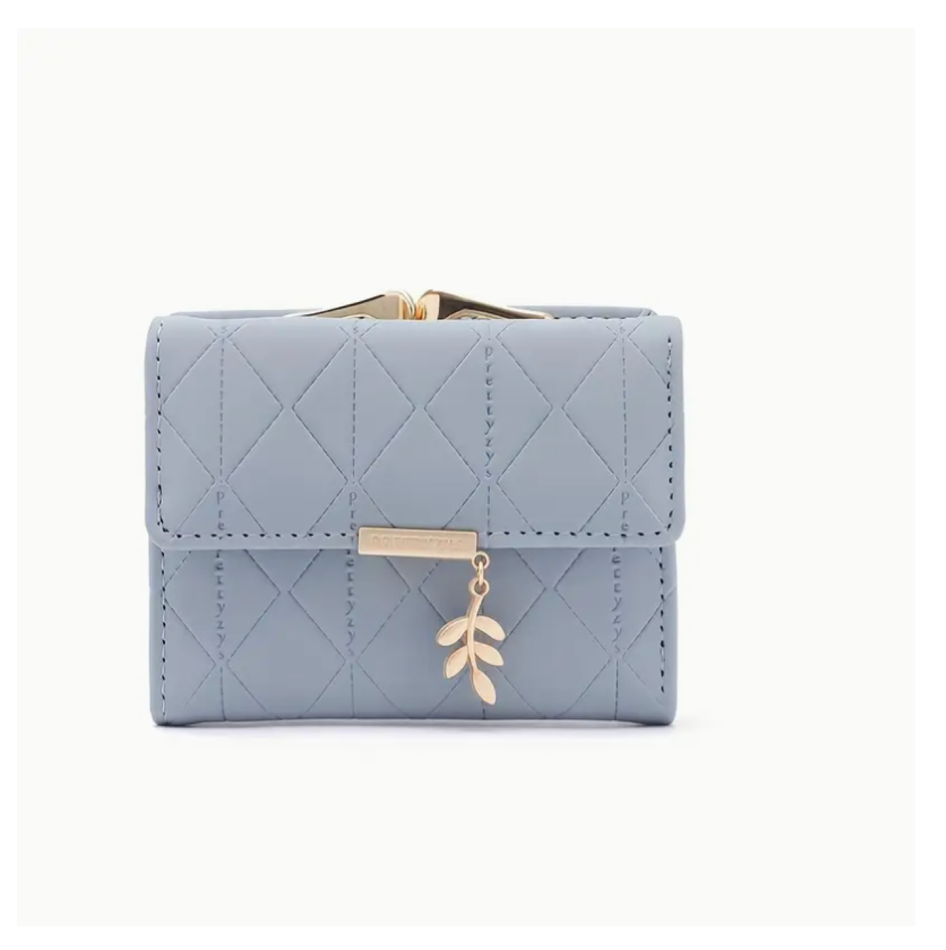 Small Wallet With Card Slots, Coin And Money Separate Compartments And Golden Leaf Charm
