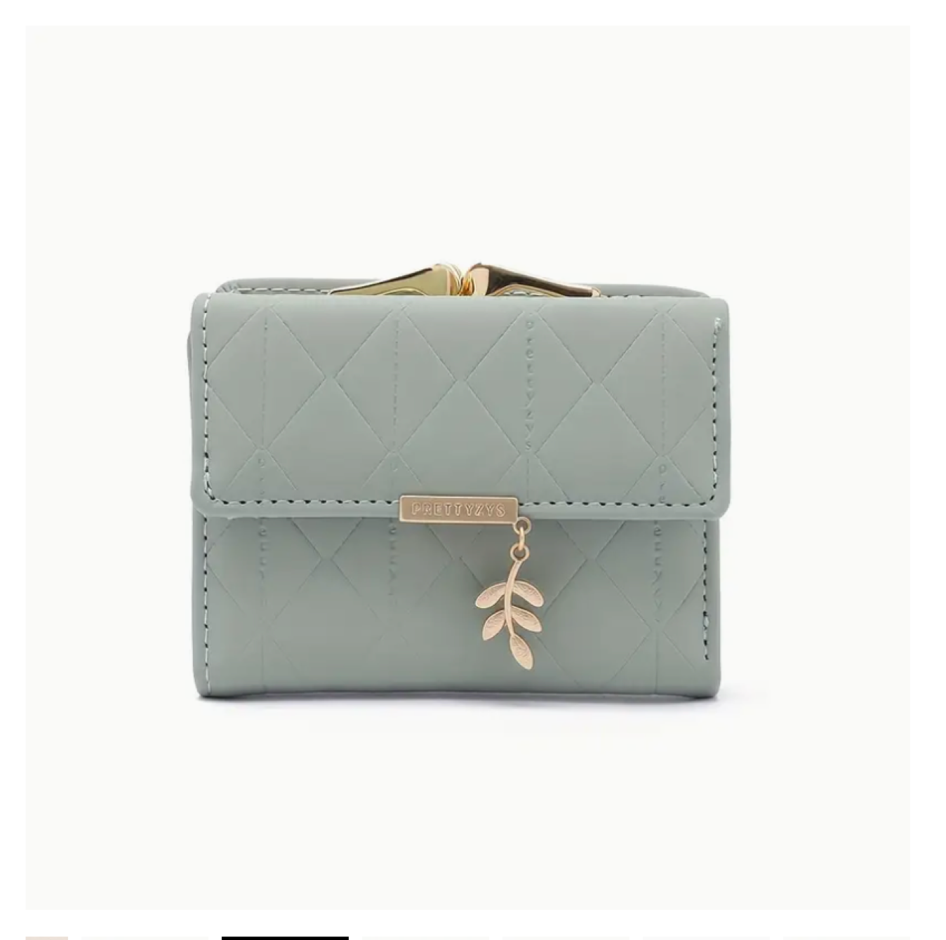 Small Wallet With Card Slots, Coin And Money Separate Compartments And Golden Leaf Charm