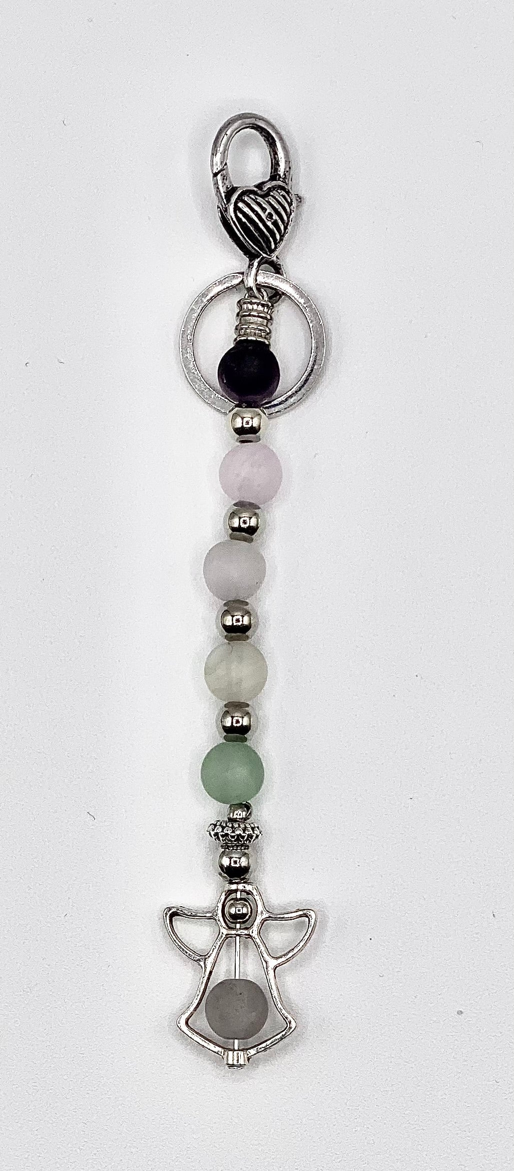 Key Holder with fluorite crystal beads and angel